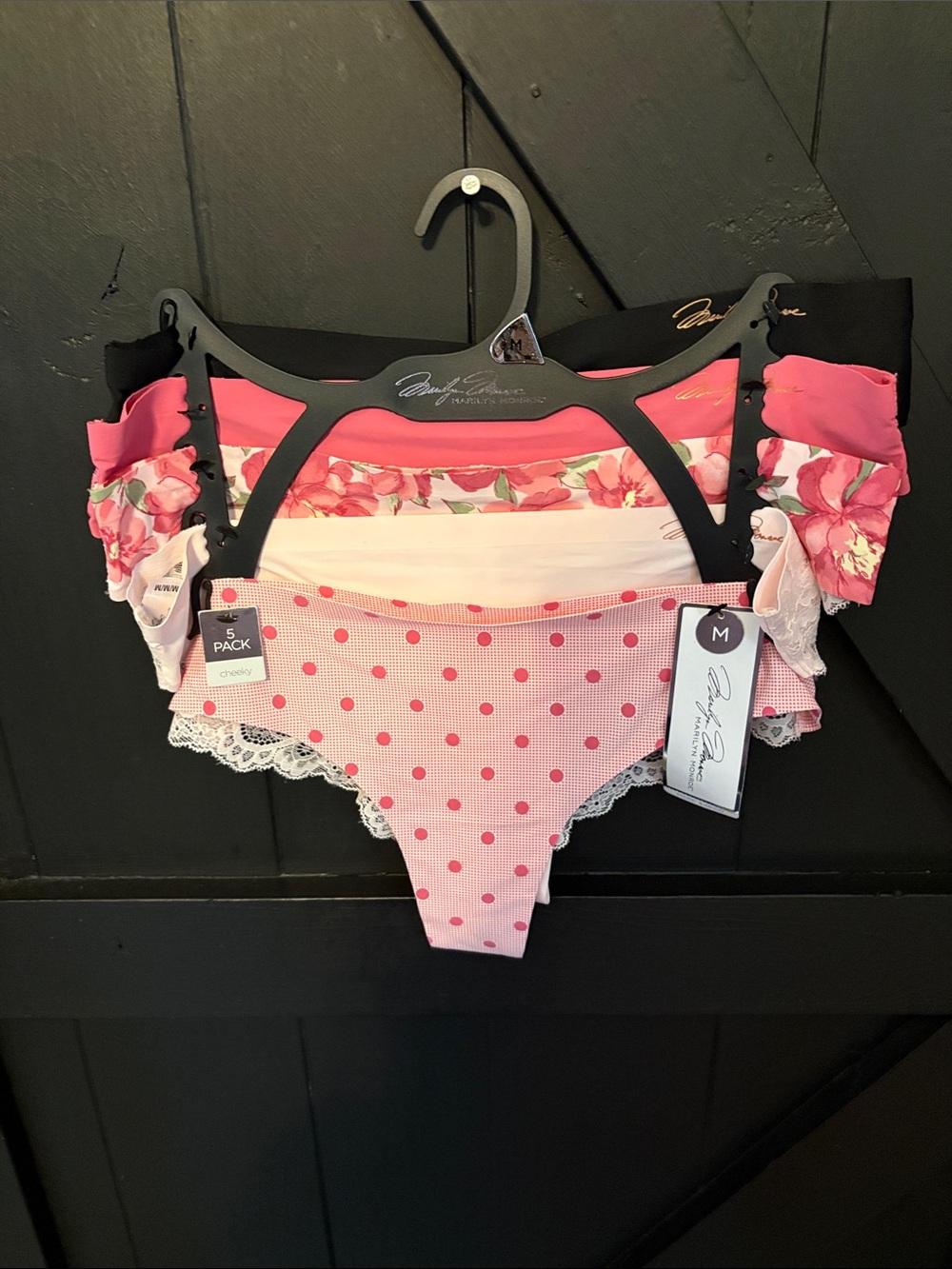Marilyn Monroe Pink Floral & Polka Dot 5-Pack Cheeky Panties - Picture 1 of 11